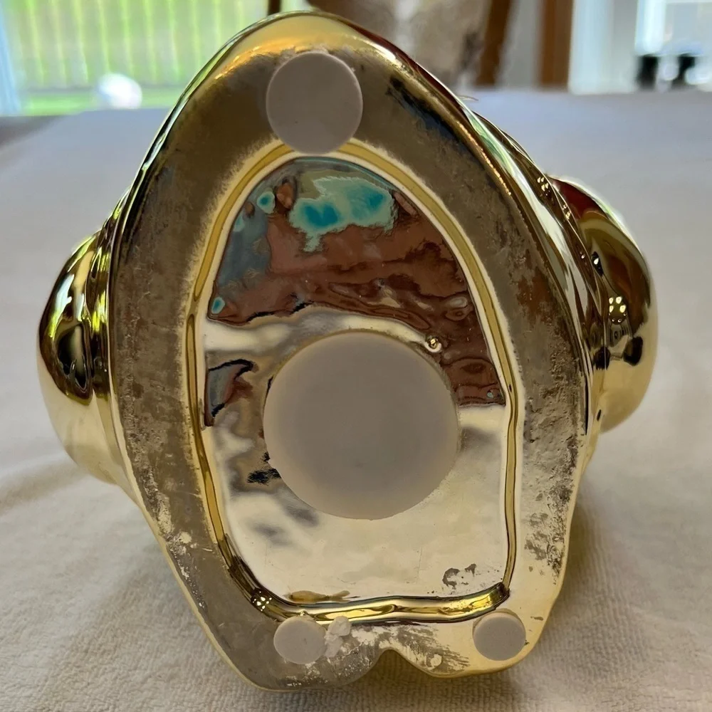Gold Owl Bank Handmade Ceramic Beriwinkle 7.5